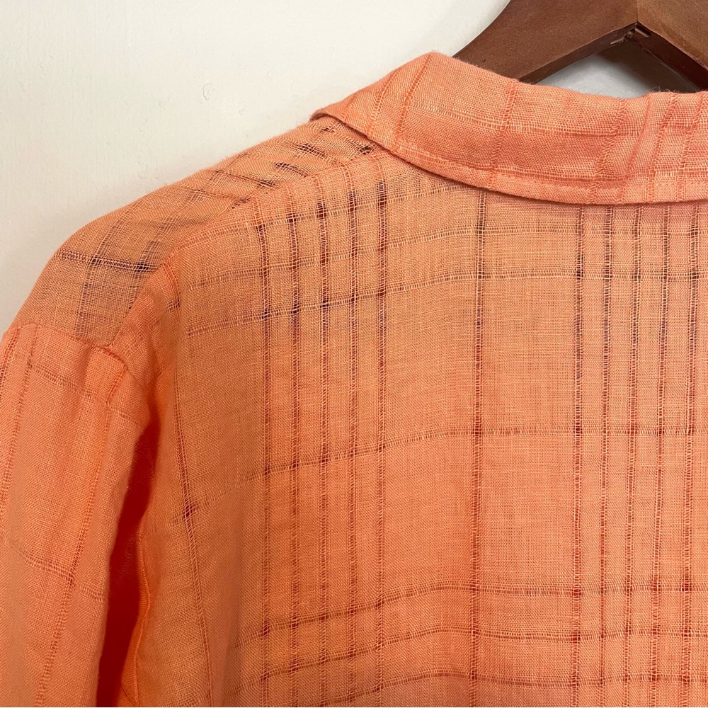 JM Collection Peach Button-Front Lightweight Blouse - Picture 5 of 12